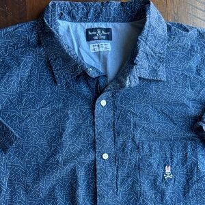 Psycho Bunny Navy Patterned Button-Down Shirt